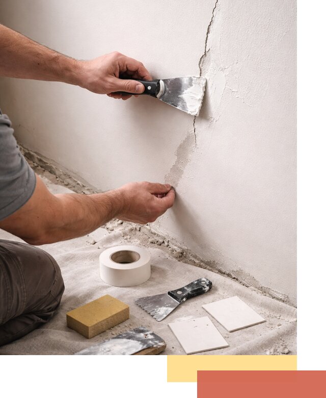 Заделка трещин и сколов в стенах и потолках в Волгограде