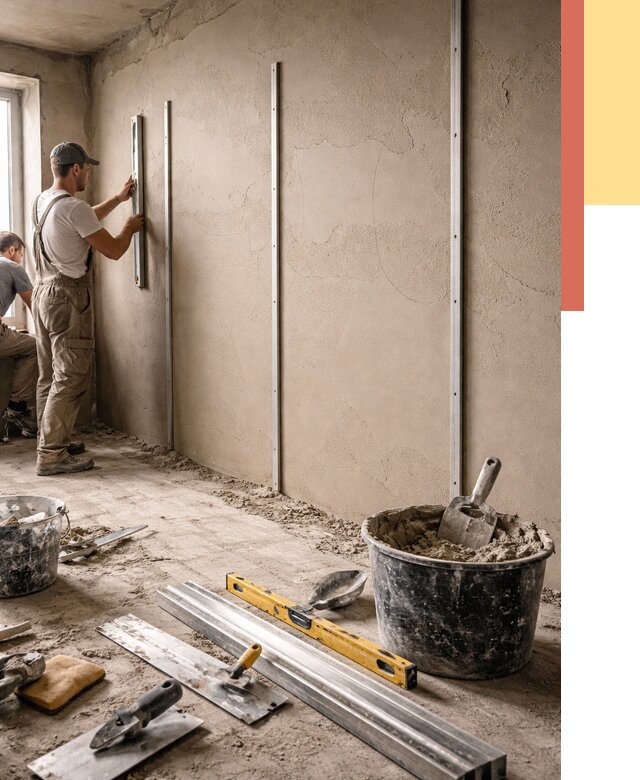 Штукатурка стен по маякам в Волгограде от 5715 руб./м² — выравнивание под ключ | ОТДЕЛОЧНИК-Влг