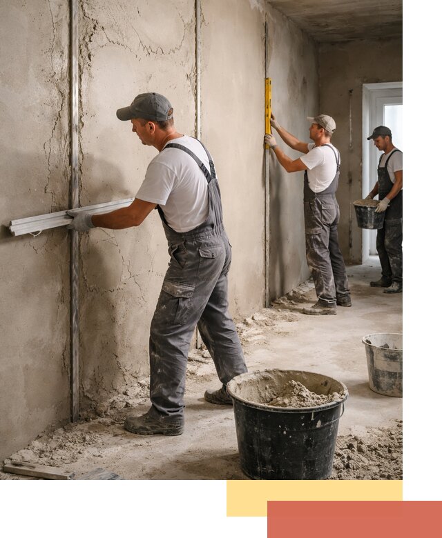 Штукатурка стен по маякам в Волгограде — точная и ровная поверхность