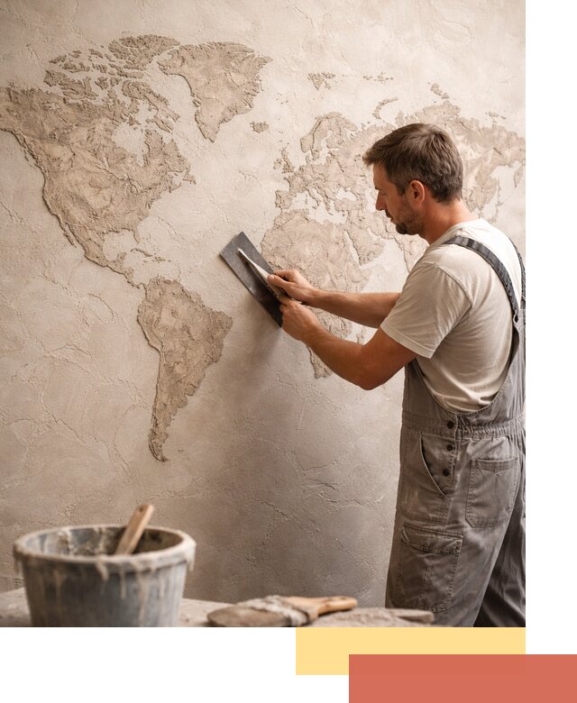 Декоративная штукатурка «Карта мира» под ключ в Волгограде