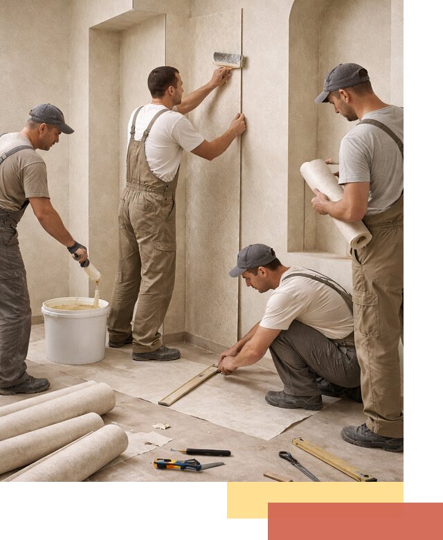 Поклейка обоев на сложные стены и неровные поверхности в Волгограде