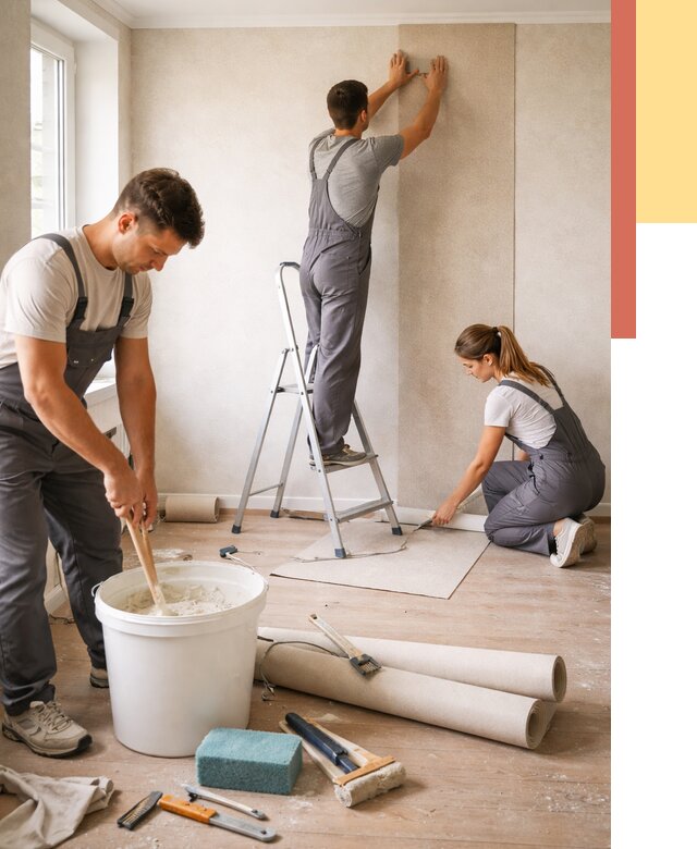 Оклейка стен обоями в Волгограде от 3637 руб/м2 — быстро и недорого | ОТДЕЛОЧНИК-Влг