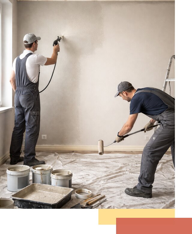 Покраска стен моющейся краской и защита поверхностей в Волгограде