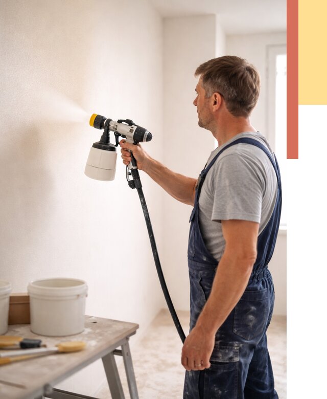 Покраска стен краскопультом в Волгограде от 7793 руб. — механизированная покраска | ОТДЕЛОЧНИК-Влг