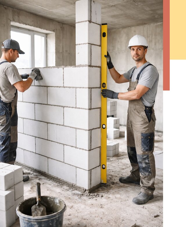 Кладка перегородок из пеноблока в Волгограде от 1870 руб. под ключ | ОТДЕЛОЧНИК-Влг