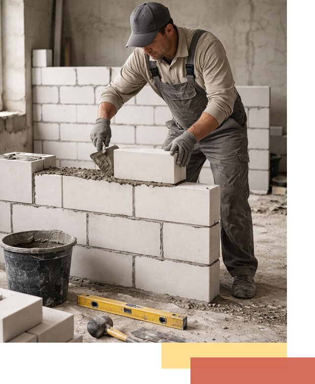 Кладка перегородок из силикатного блока в Волгограде