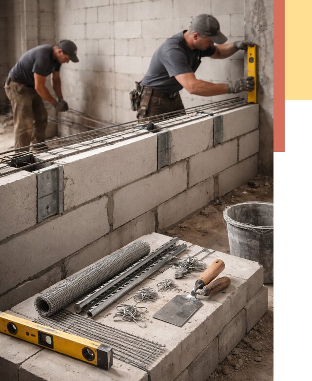 Армирование кладки перегородок в Волгограде от 779 руб. под ключ | ОТДЕЛОЧНИК-Влг
