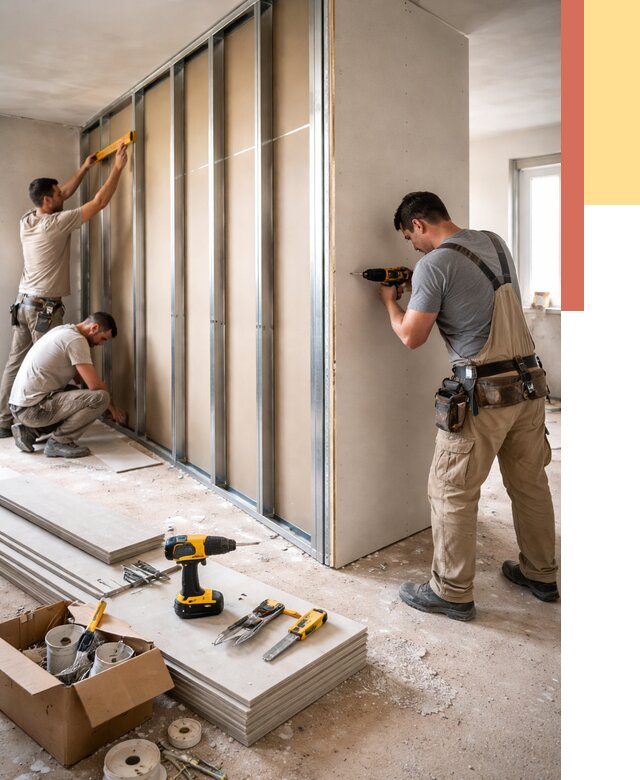 Монтаж однослойной перегородки из гипсокартона в Волгограде от 675 руб. | ОТДЕЛОЧНИК-Влг