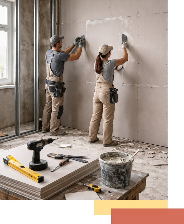 Монтаж двухслойной перегородки из гипсокартона в Волгограде