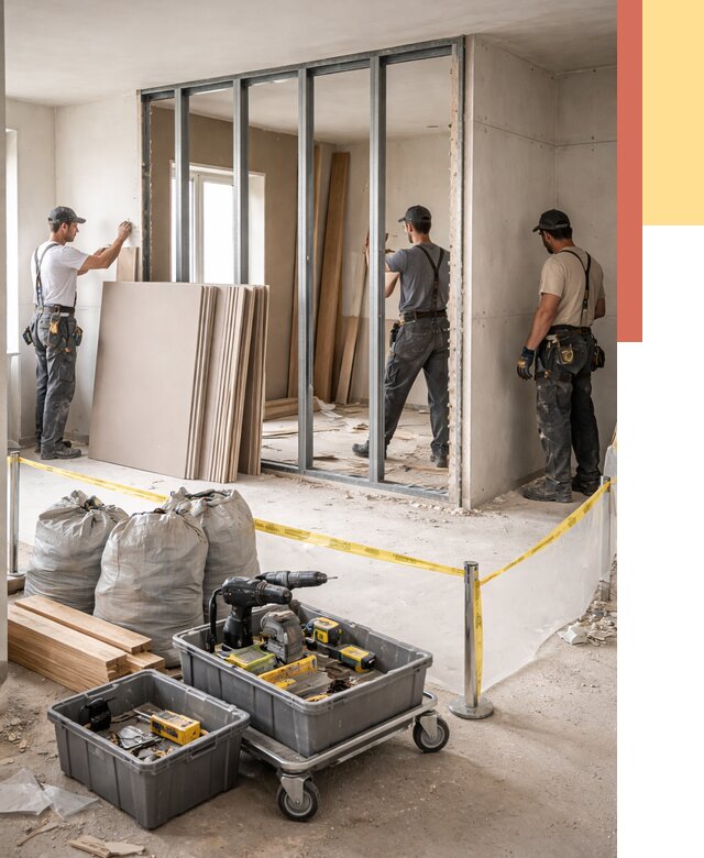 Перенос гипсокартонной перегородки в Волгограде под ключ от 4676 руб. | Демонтаж и монтаж – ОТДЕЛОЧНИК-Влг