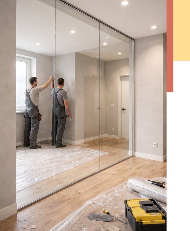 Безрамные стеклянные перегородки в Волгограде — монтаж от 9871 руб. | ОТДЕЛОЧНИК-Влг