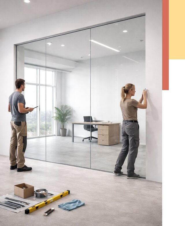 Перегородки из закаленного стекла в Волгограде от 9871 руб. под ключ | ОТДЕЛОЧНИК-Влг