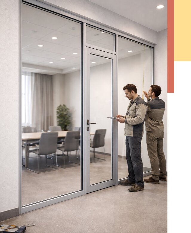 Установка и монтаж алюминиевых перегородок со стеклом в Волгограде от 8521 руб. | ОТДЕЛОЧНИК-Влг