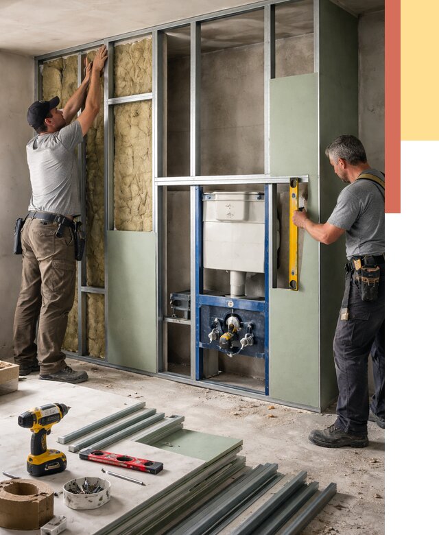 Установка сантехнических перегородок в Волгограде от 8832 руб. | ОТДЕЛОЧНИК-Влг