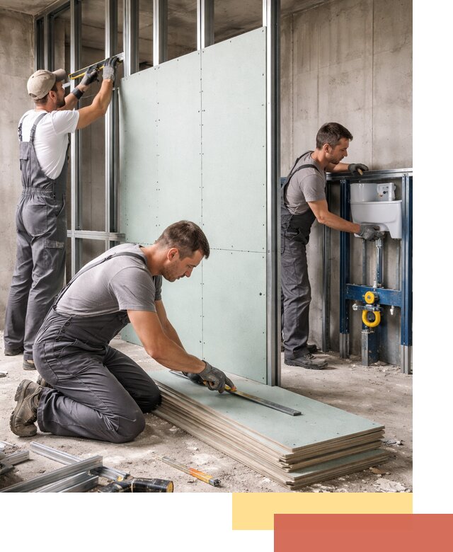 Монтаж и ремонт сантехнических перегородок в Волгограде