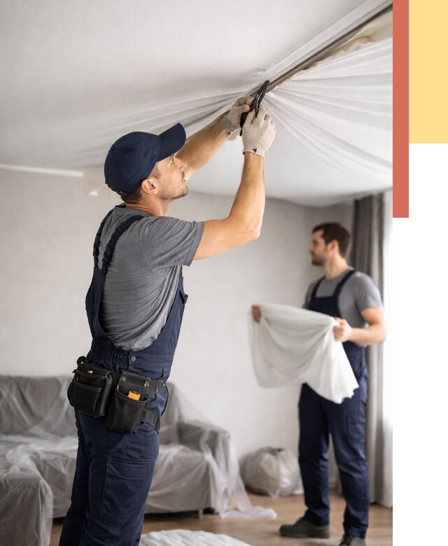 Демонтаж натяжного потолка в Волгограде от 4676 руб. — снятие и разбор под ключ | ОТДЕЛОЧНИК-Влг