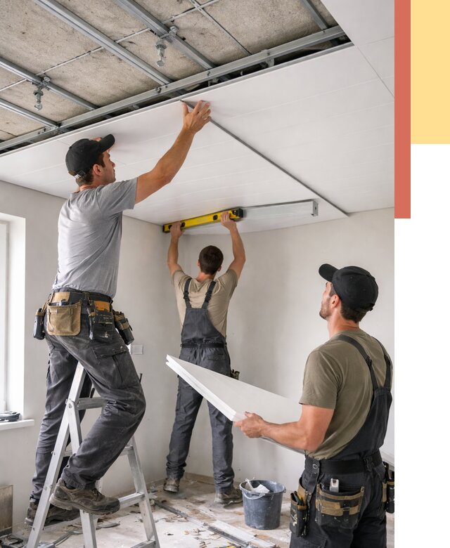 Монтаж потолка из ПВХ панелей в Волгограде от 3637 руб./м2 — быстро и недорого | ОТДЕЛОЧНИК-Влг