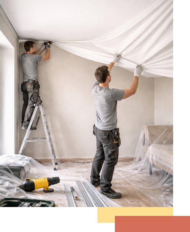 Монтаж тканевого натяжного потолка в Волгограде недорого и быстро