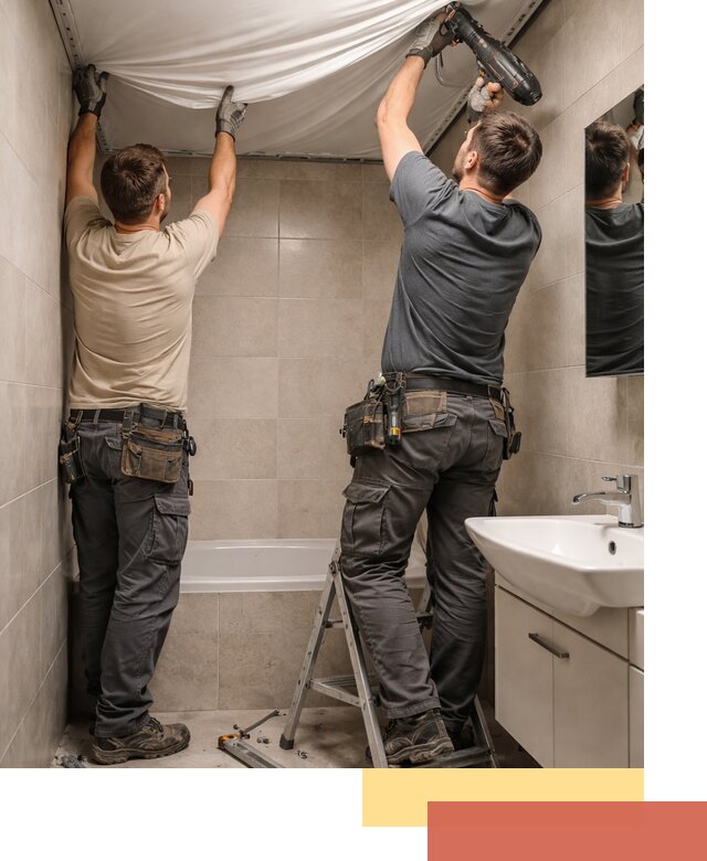 Монтаж натяжного потолка в ванной в Волгограде быстро и качественно