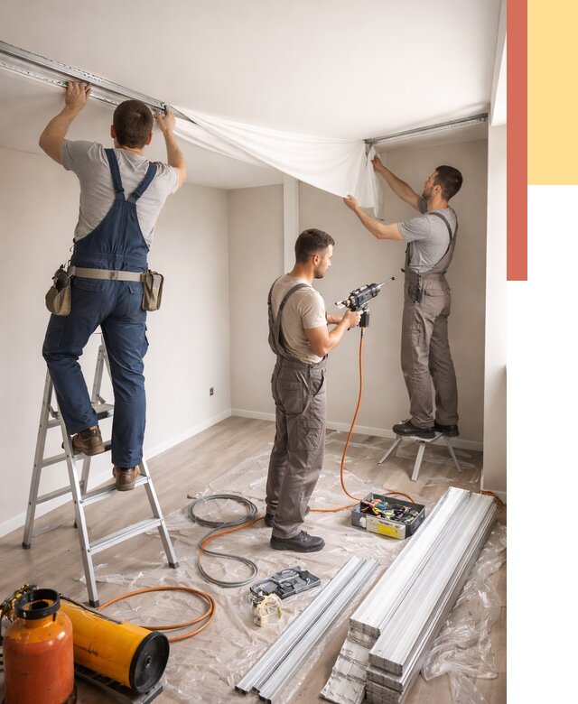 Монтаж натяжного потолка в студии в Волгограде от 5715 руб. — быстро и недорого | ОТДЕЛОЧНИК-Влг