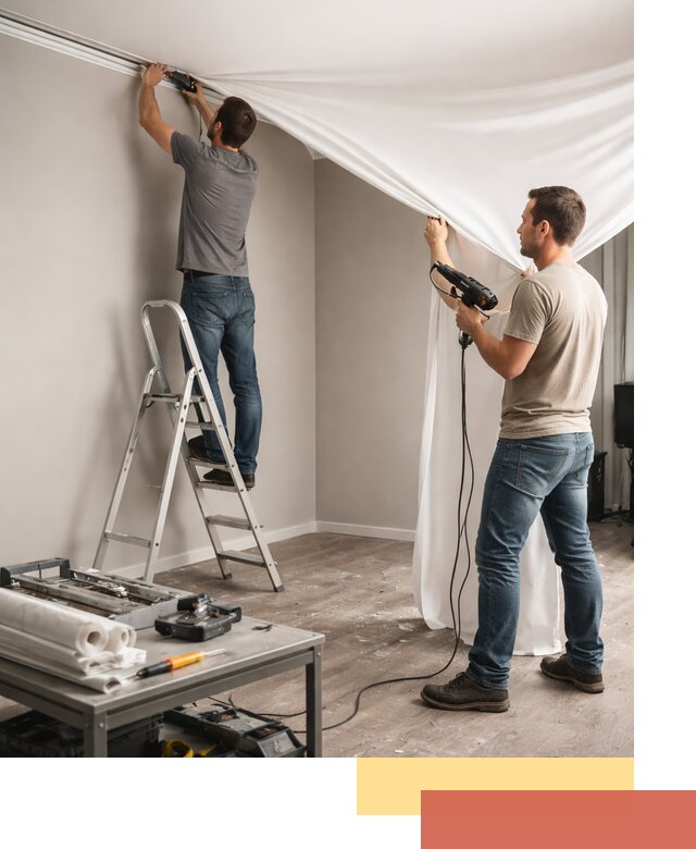 Монтаж натяжного потолка в студии в Волгограде