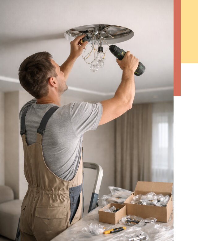 Установка люстры в натяжной потолок в Волгограде от 1247 руб. | Быстро и недорого — ОТДЕЛОЧНИК-Влг