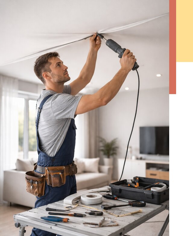 Ремонт натяжных потолков в Волгограде от 9871 руб. под ключ — ОТДЕЛОЧНИК-Влг