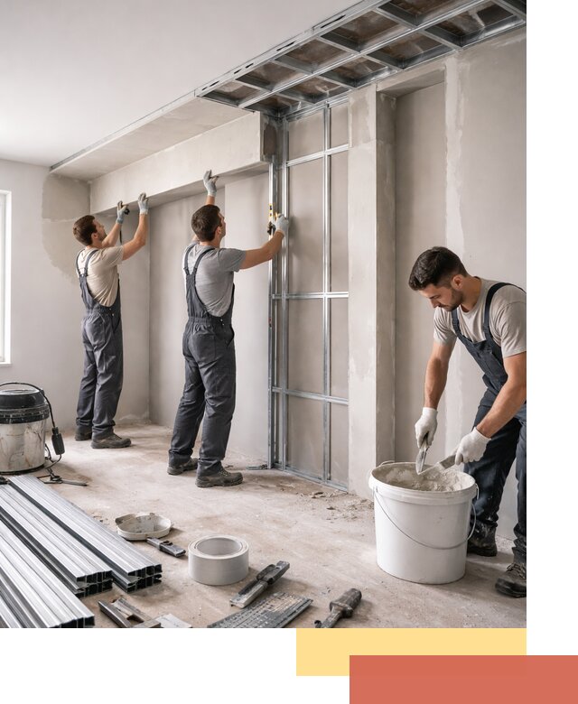 Монтаж потолка из гипсокартона с нишей в Волгограде