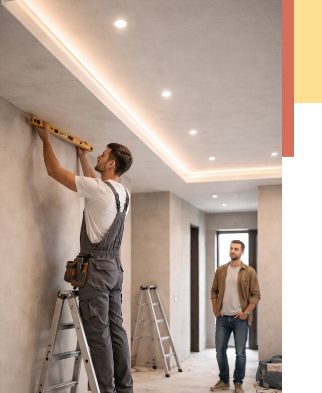 Потолок из гипсокартона с подсветкой в Волгограде от 779 руб./м2 под ключ | ОТДЕЛОЧНИК-Влг