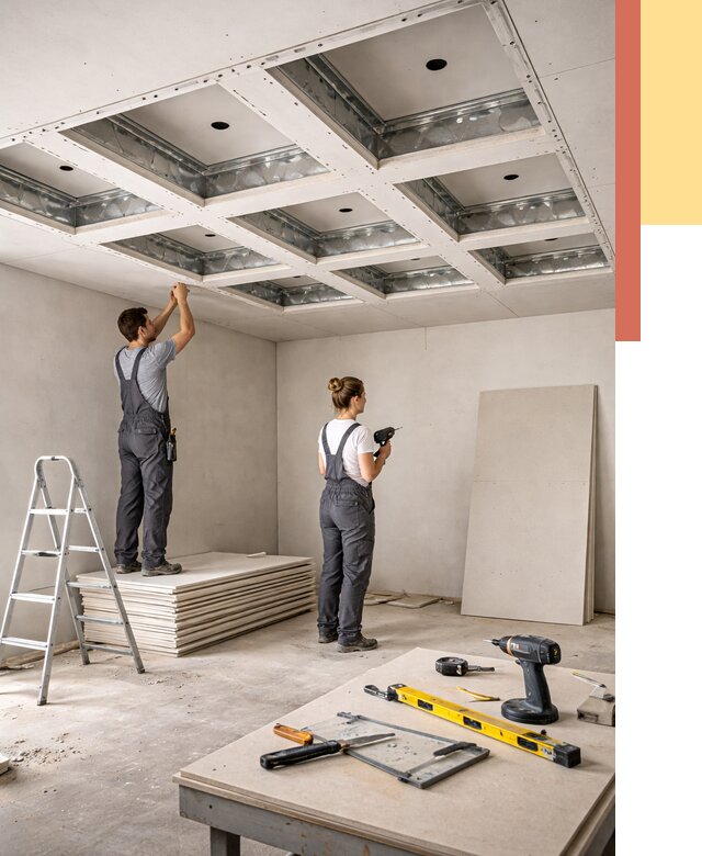 Кессонный потолок из гипсокартона в Волгограде от 1922 руб. — монтаж и под ключ | ОТДЕЛОЧНИК-Влг