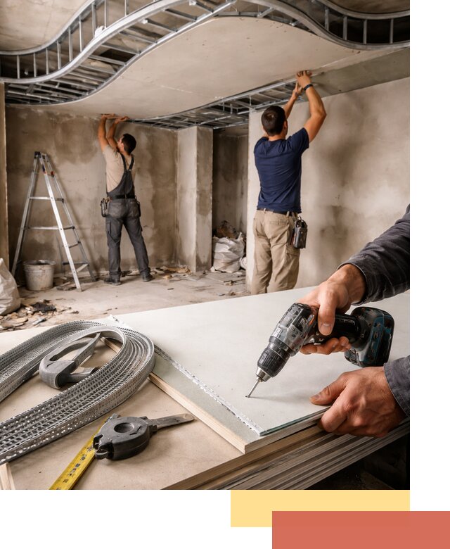 Криволинейный потолок из гипсокартона в Волгограде — монтаж и отделка