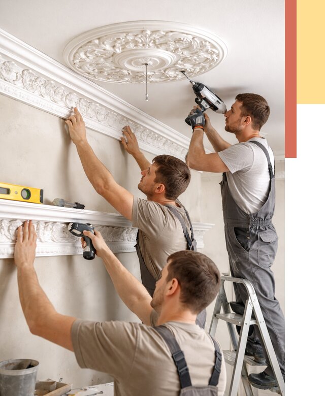 Монтаж лепнины на потолок в Волгограде от 3325 руб. быстро и недорого | ОТДЕЛОЧНИК-Влг